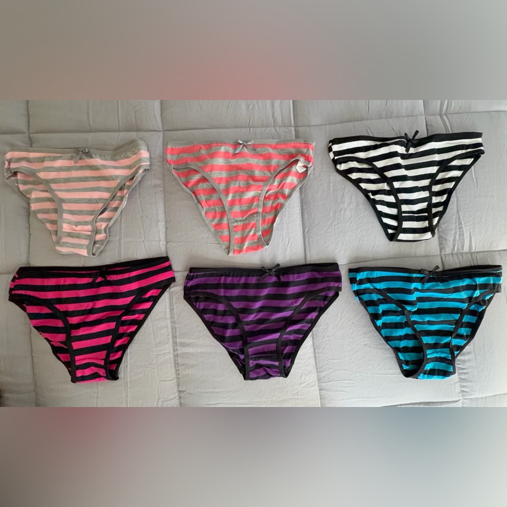 Striped Bikini Briefs - 6 Piece Set with Assorted Colors